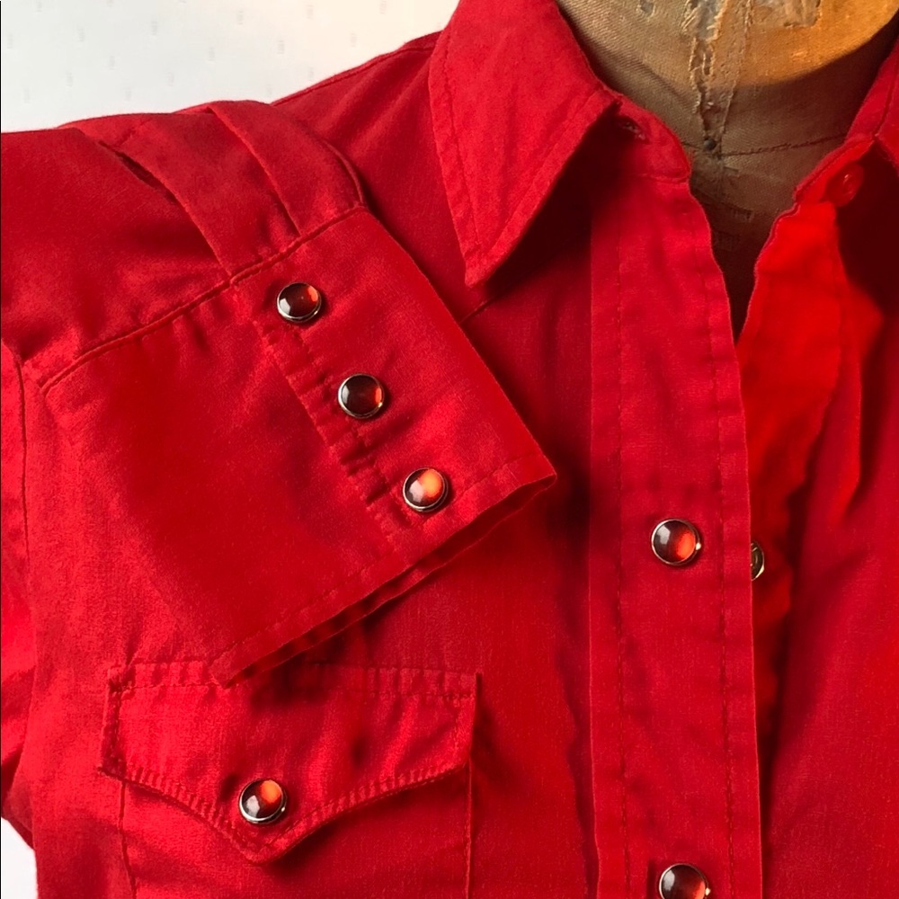 Vintage Cherry Red Western Long Sleeve